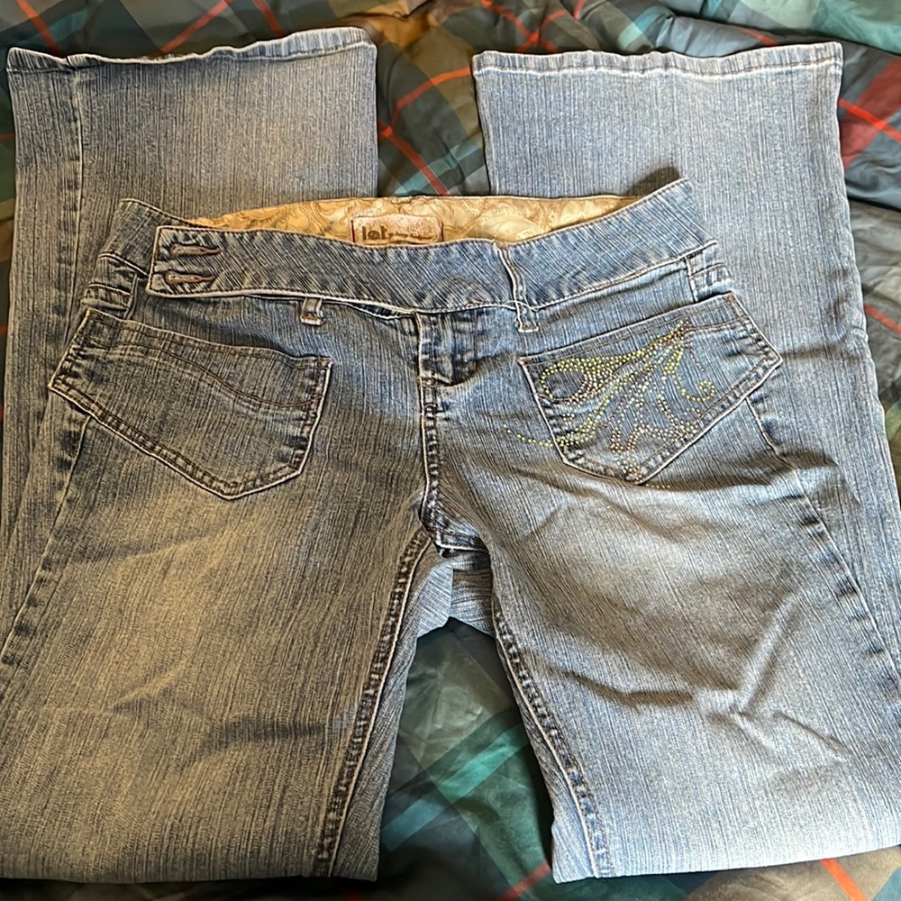 L.E.I. Juniors Jeans, Size 9, Vintage, Flare, Bedazzled
